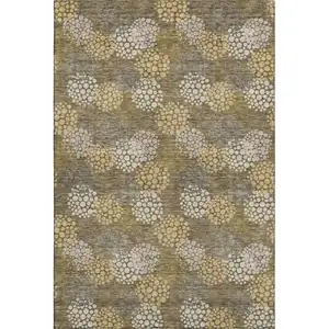 Photo of Brown Taupe And Beige Polka Dot Washable Area Rug With UV Protection