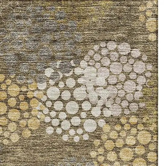 Brown Taupe And Beige Polka Dot Washable Area Rug With UV Protection Photo 4