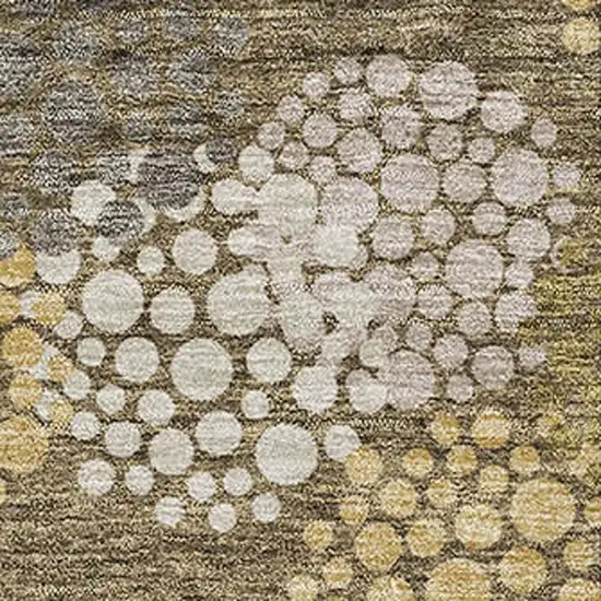 Brown Taupe And Beige Polka Dot Washable Area Rug With UV Protection Photo 3