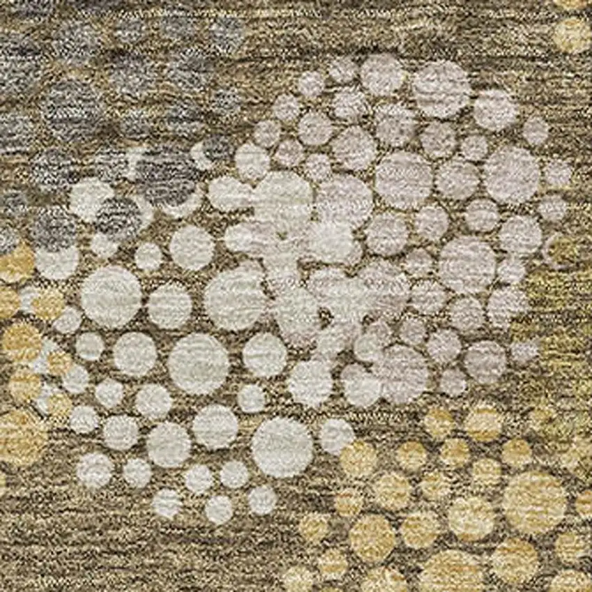 Brown Taupe And Beige Polka Dot Washable Area Rug With UV Protection Photo 3