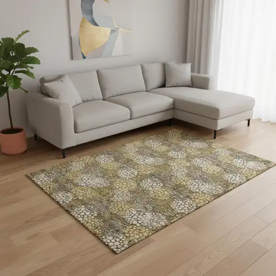 Brown Taupe And Beige Polka Dot Washable Area Rug With UV Protection Photo 2