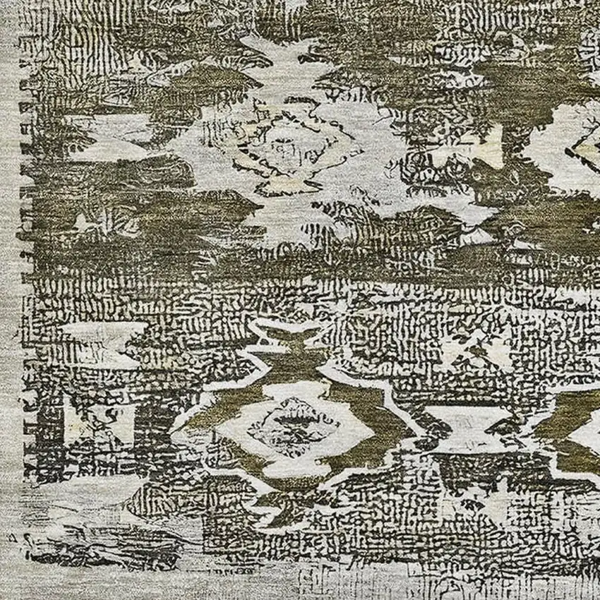 Brown Taupe And Beige Southwestern Washable Area Rug With UV Protection Photo 3