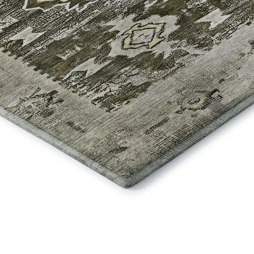 Brown Taupe And Beige Southwestern Washable Area Rug With UV Protection Photo 7