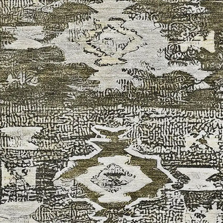 Brown Taupe And Beige Southwestern Washable Area Rug With UV Protection Photo 2