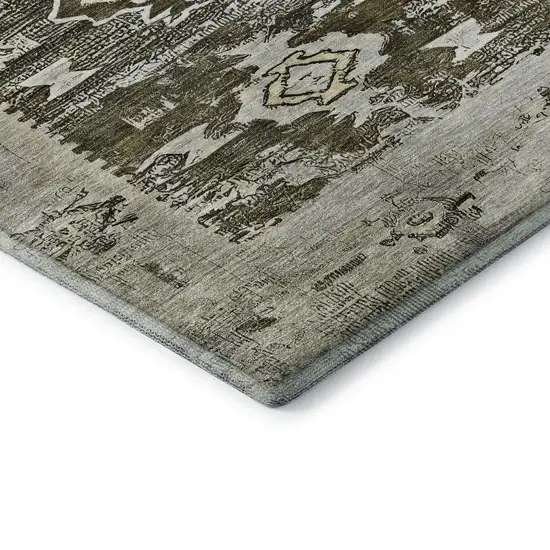 Brown Taupe And Beige Southwestern Washable Area Rug With UV Protection Photo 7