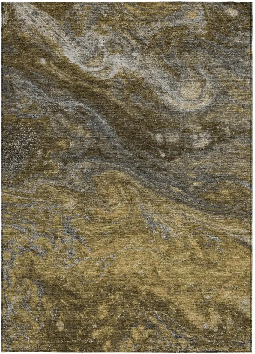 Brown Taupe And Chocolate Abstract Washable Indoor Outdoor Area Rug Photo 6
