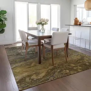 Photo of Brown Taupe And Chocolate Abstract Washable Indoor Outdoor Area Rug