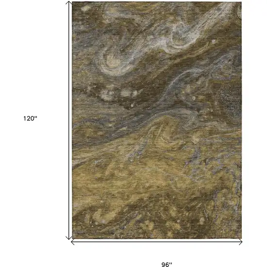 Brown Taupe And Chocolate Abstract Washable Indoor Outdoor Area Rug Photo 3