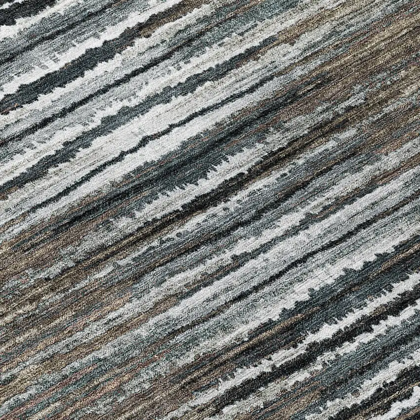 Brown Taupe And Chocolate Striped Washable Indoor Outdoor Area Rug Photo 7