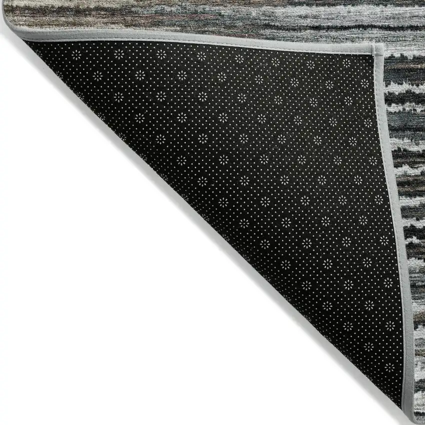 Brown Taupe And Chocolate Striped Washable Indoor Outdoor Area Rug Photo 4