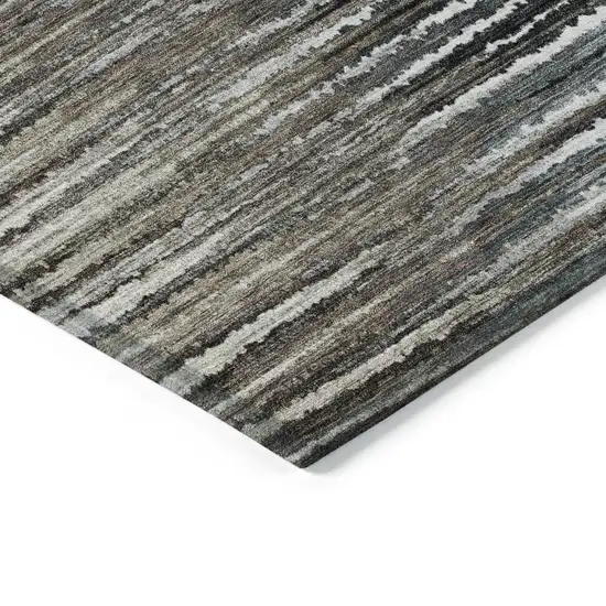 Brown Taupe And Chocolate Striped Washable Indoor Outdoor Area Rug Photo 5