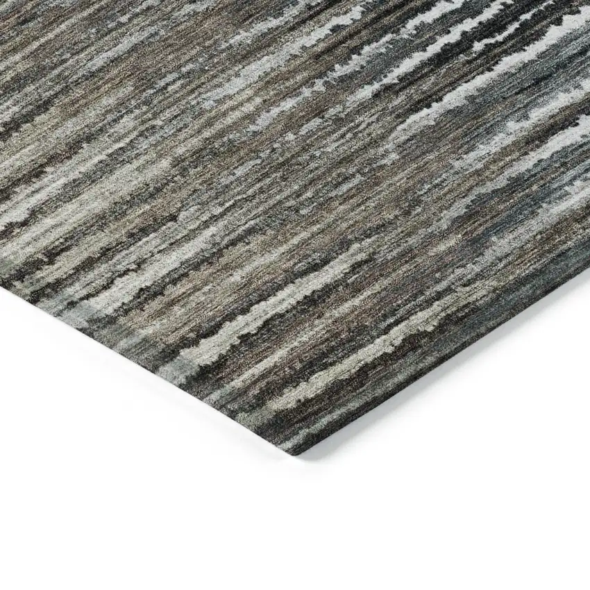 Brown Taupe And Chocolate Striped Washable Indoor Outdoor Area Rug Photo 5