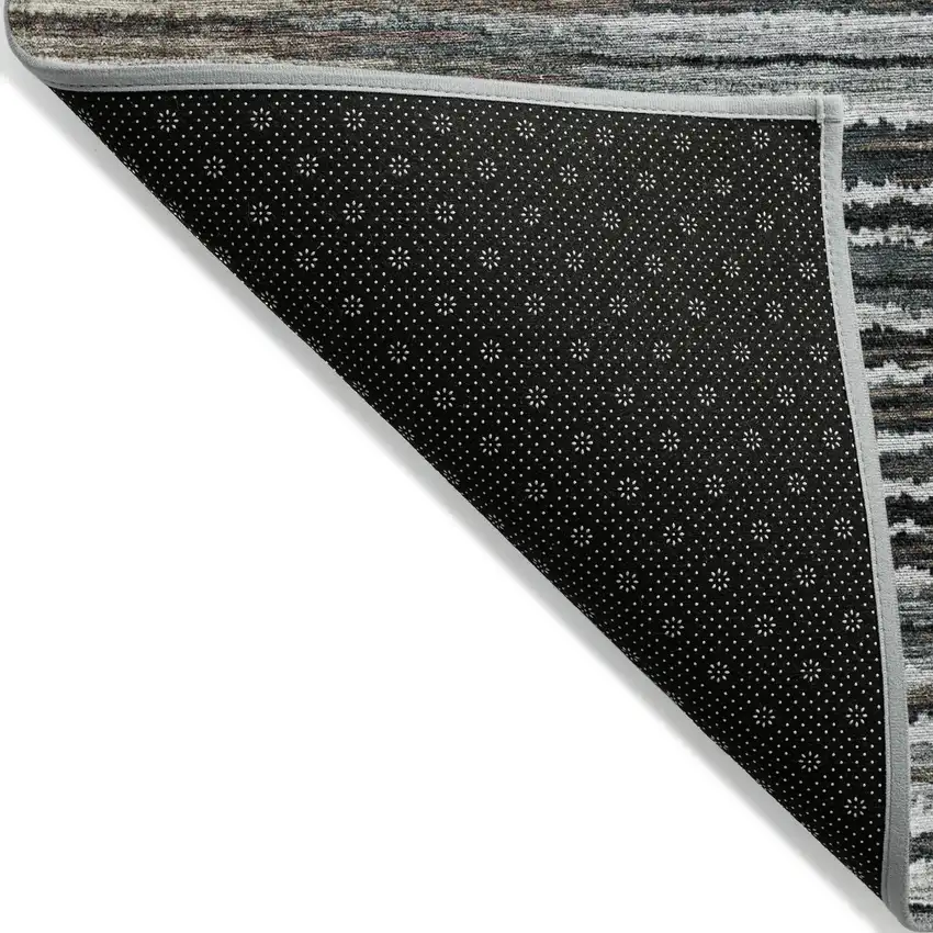 Brown Taupe And Chocolate Striped Washable Indoor Outdoor Area Rug Photo 4