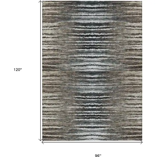 Brown Taupe And Chocolate Striped Washable Indoor Outdoor Area Rug Photo 3