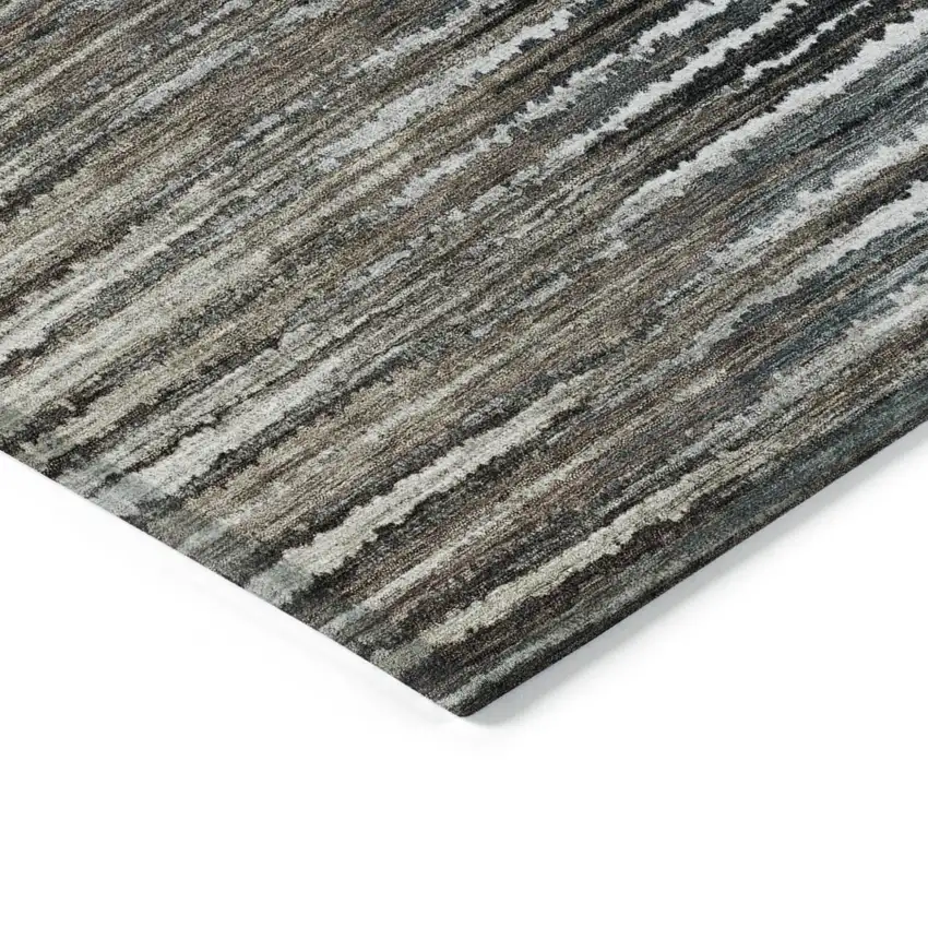 Brown Taupe And Chocolate Striped Washable Indoor Outdoor Area Rug Photo 5
