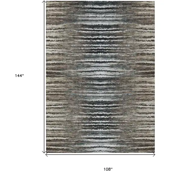 Brown Taupe And Chocolate Striped Washable Indoor Outdoor Area Rug Photo 3