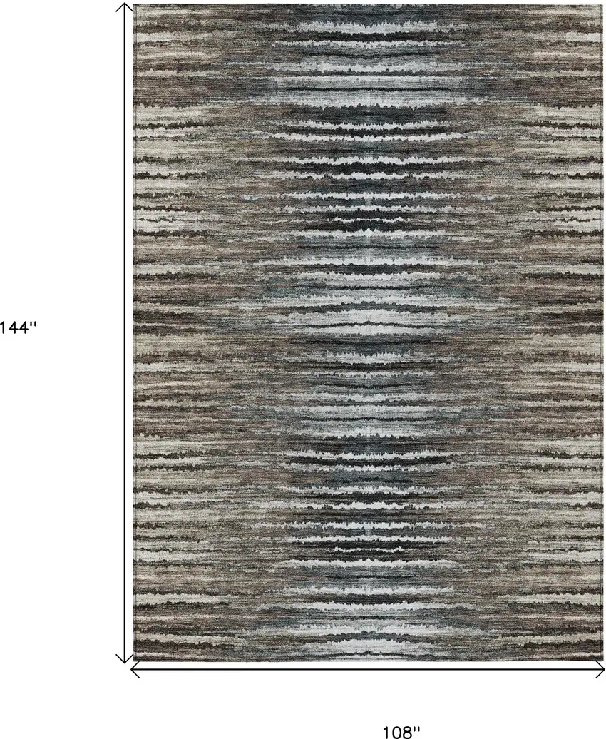 Brown Taupe And Chocolate Striped Washable Indoor Outdoor Area Rug Photo 3