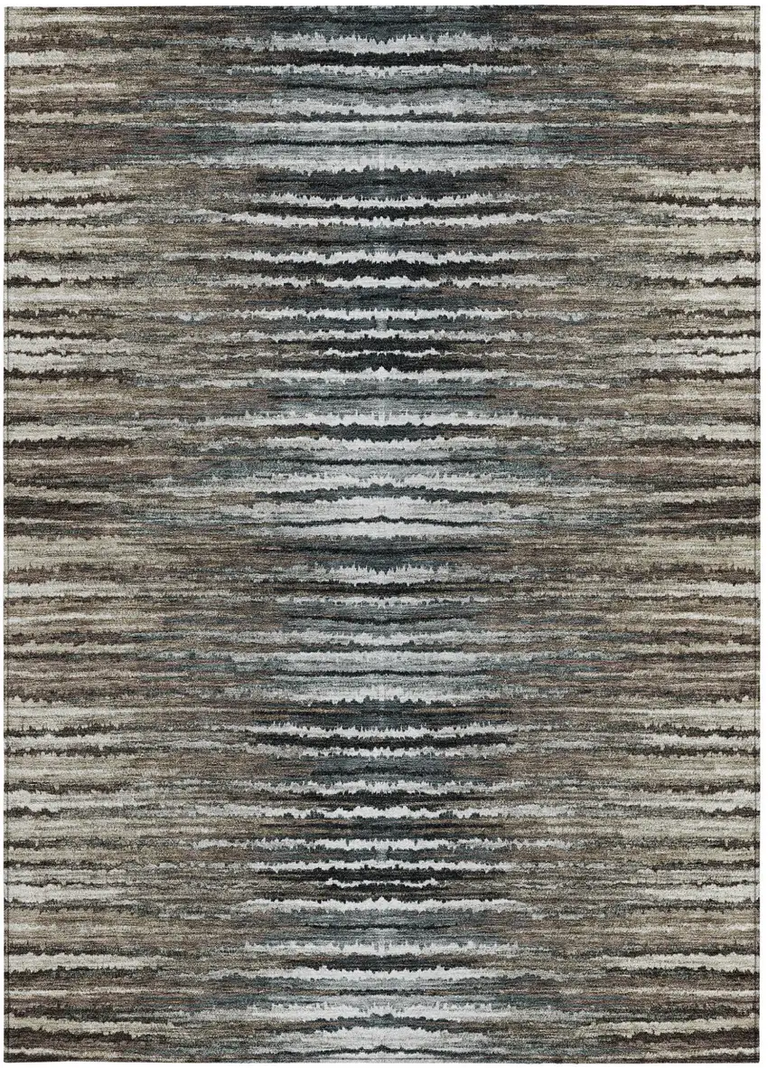 Brown Taupe And Chocolate Striped Washable Indoor Outdoor Area Rug Photo 6