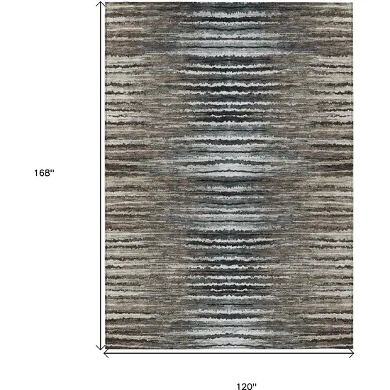 Brown Taupe And Chocolate Striped Washable Indoor Outdoor Area Rug Photo 3