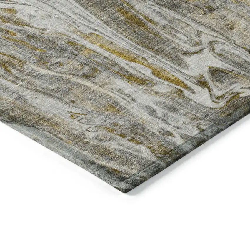 Brown Taupe And Gold Abstract Washable Indoor Outdoor Area Rug Photo 5