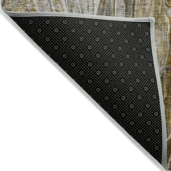 Brown Taupe And Gold Abstract Washable Indoor Outdoor Area Rug Photo 4