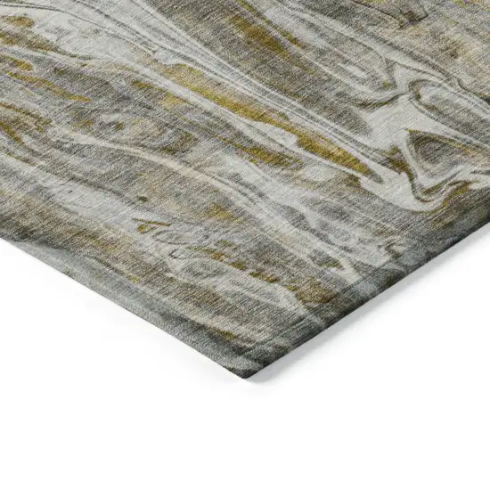 Brown Taupe And Gold Abstract Washable Indoor Outdoor Area Rug Photo 5