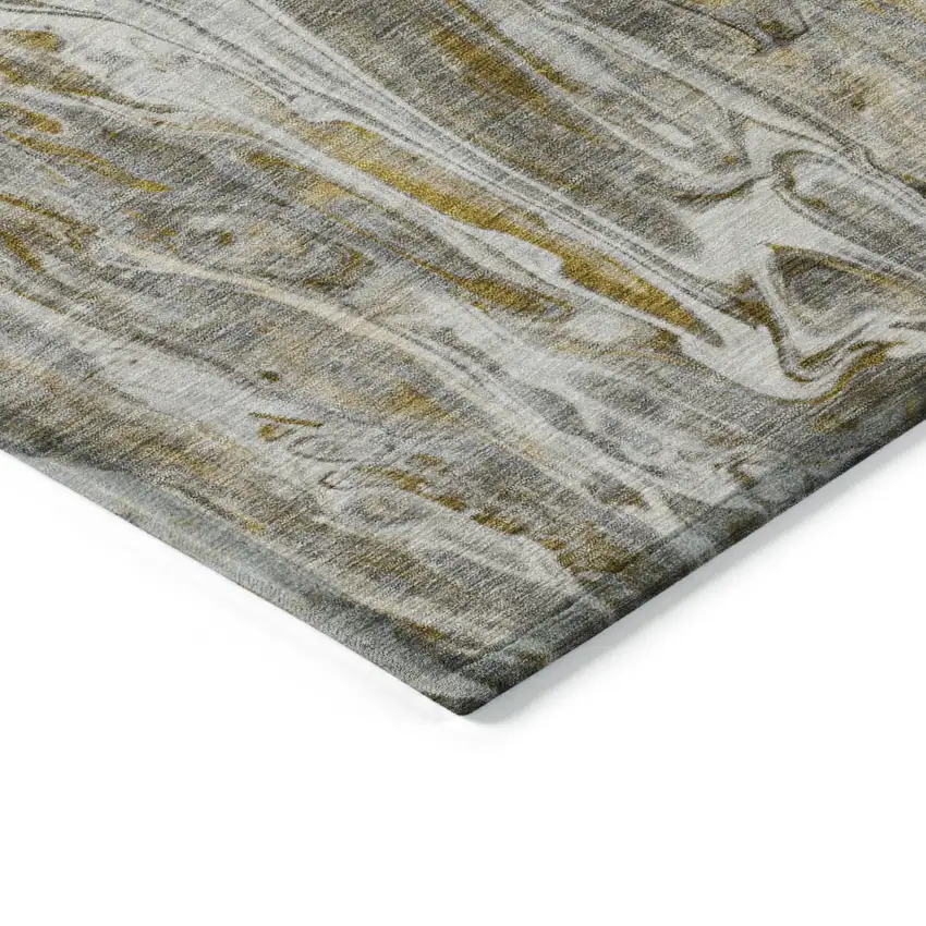 Brown Taupe And Gold Abstract Washable Indoor Outdoor Area Rug Photo 5