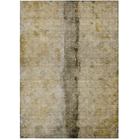 Brown Taupe And Gold Abstract Washable Indoor Outdoor Area Rug Photo 5