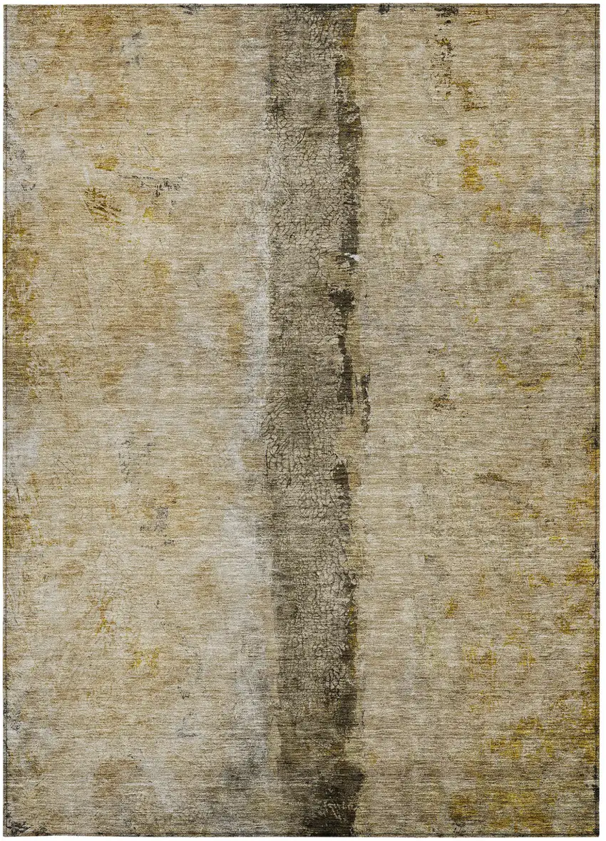 Brown Taupe And Gold Abstract Washable Indoor Outdoor Area Rug Photo 5