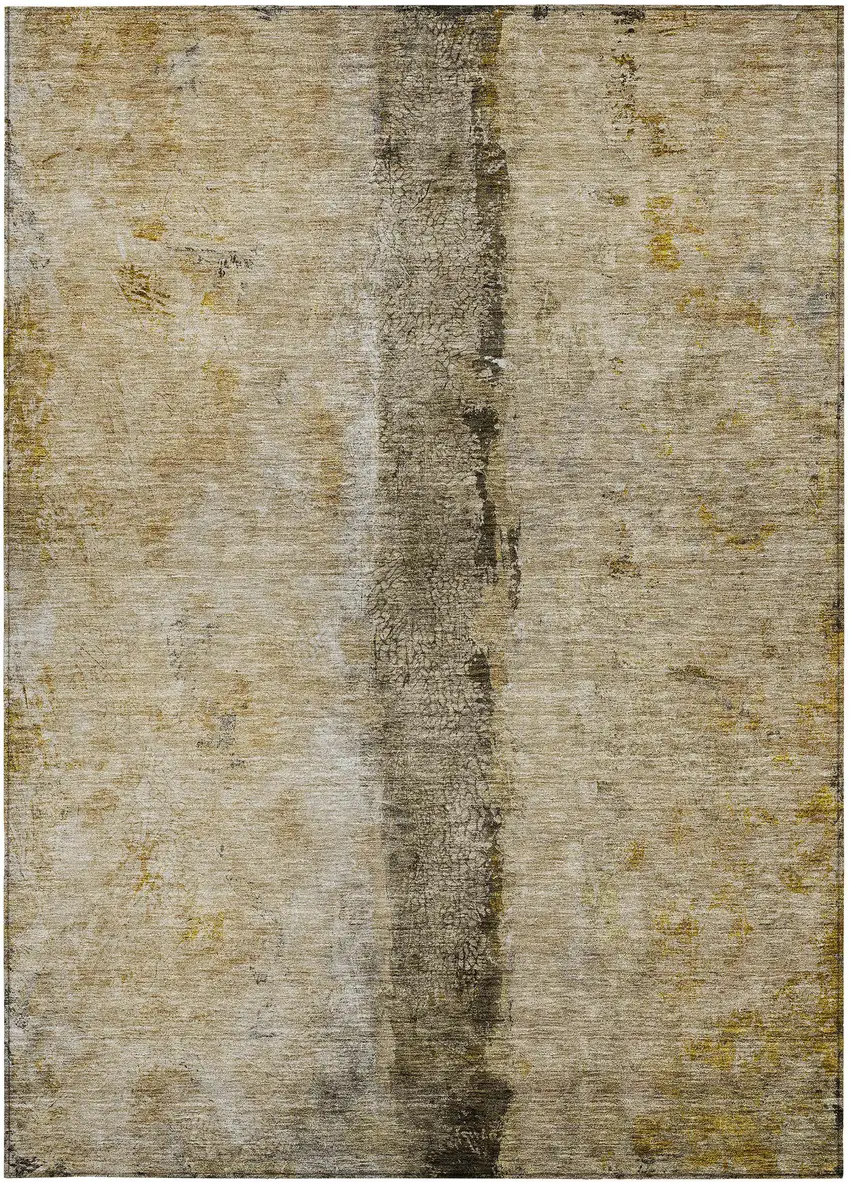 Brown Taupe And Gold Abstract Washable Indoor Outdoor Area Rug Photo 5