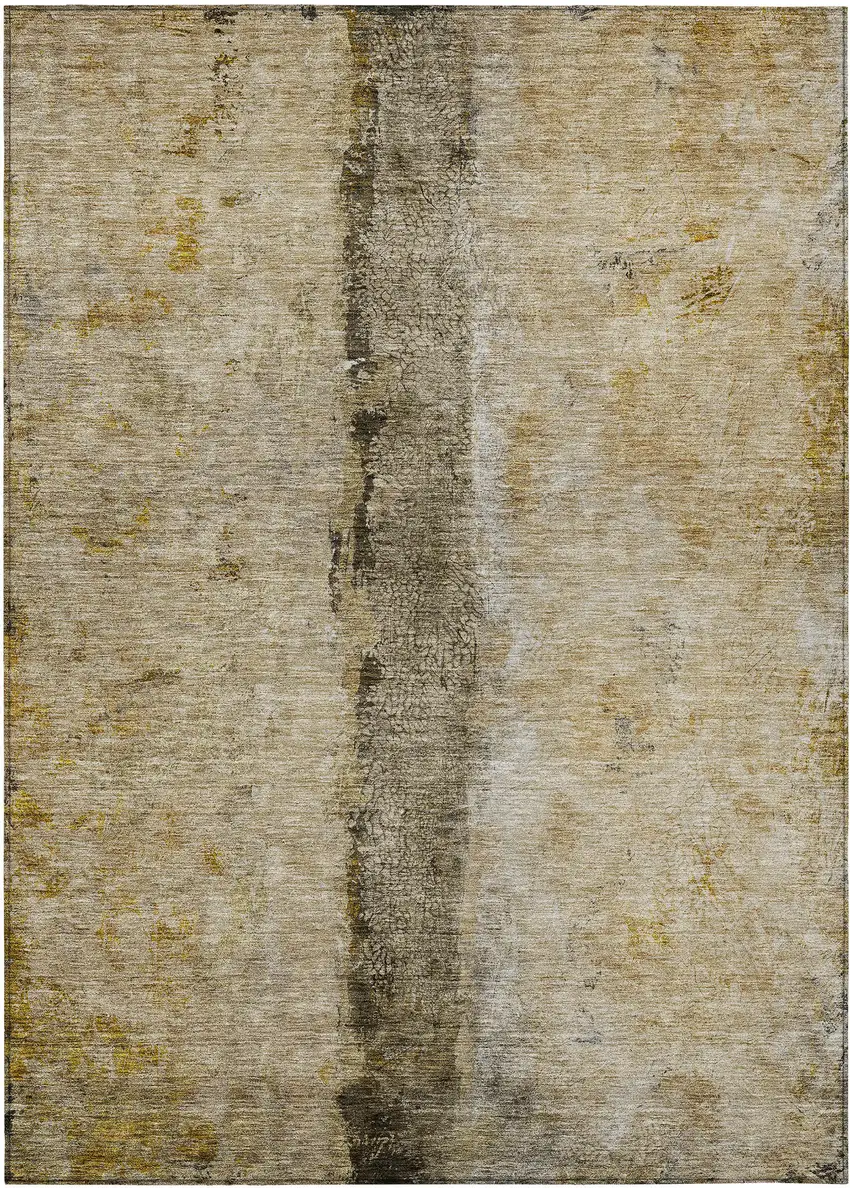 Brown Taupe And Gold Abstract Washable Indoor Outdoor Area Rug Photo 2