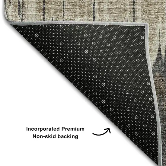 Brown Taupe And Gold Striped Washable Area Rug With UV Protection Photo 7