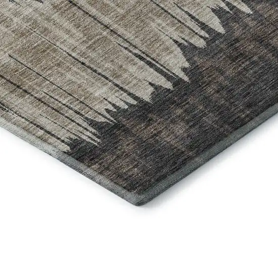 Brown Taupe And Gold Striped Washable Area Rug With UV Protection Photo 8