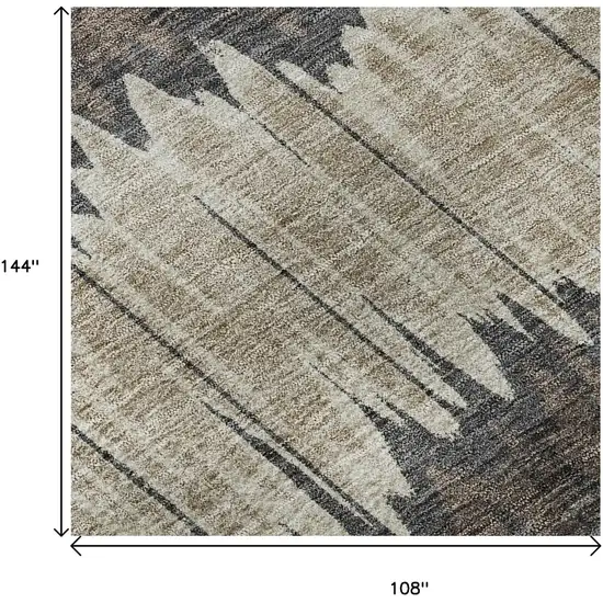 Brown Taupe And Gold Striped Washable Area Rug With UV Protection Photo 9