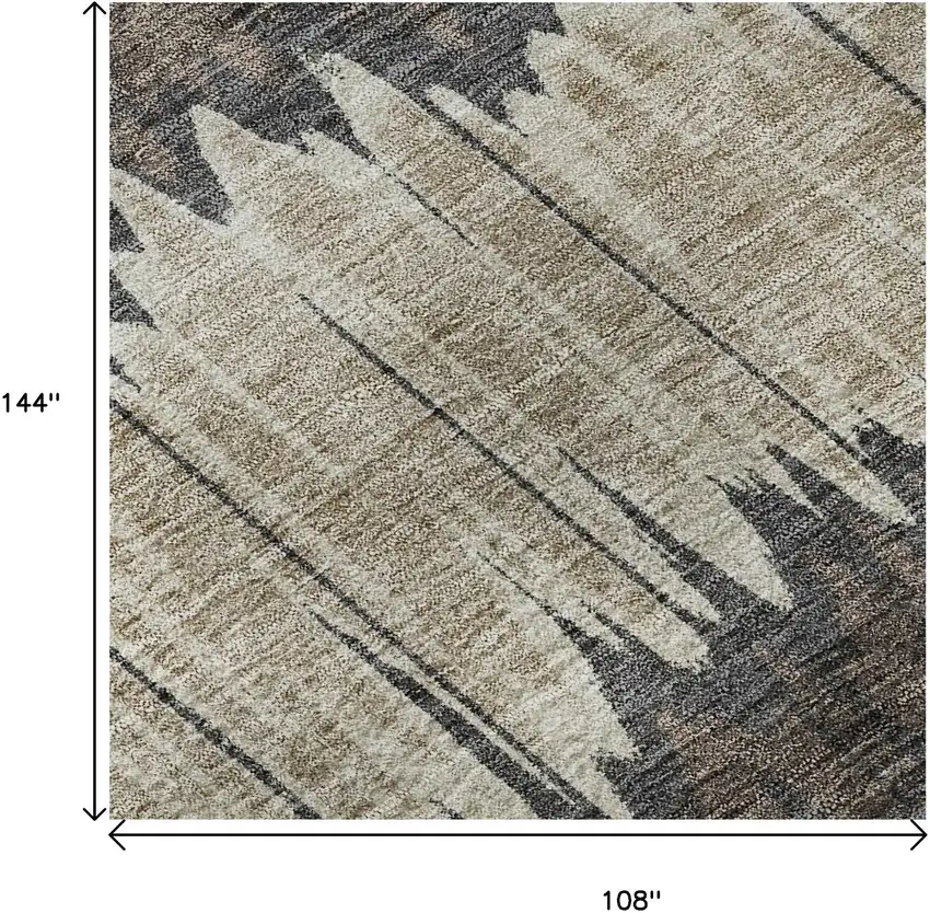 Brown Taupe And Gold Striped Washable Area Rug With UV Protection Photo 9