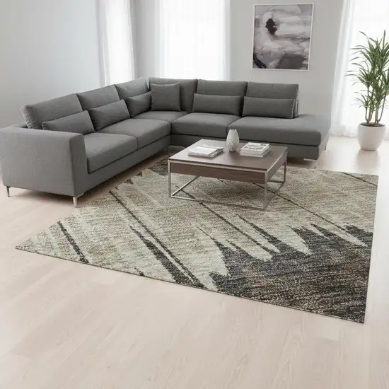 Brown Taupe And Gold Striped Washable Area Rug With UV Protection Photo 2