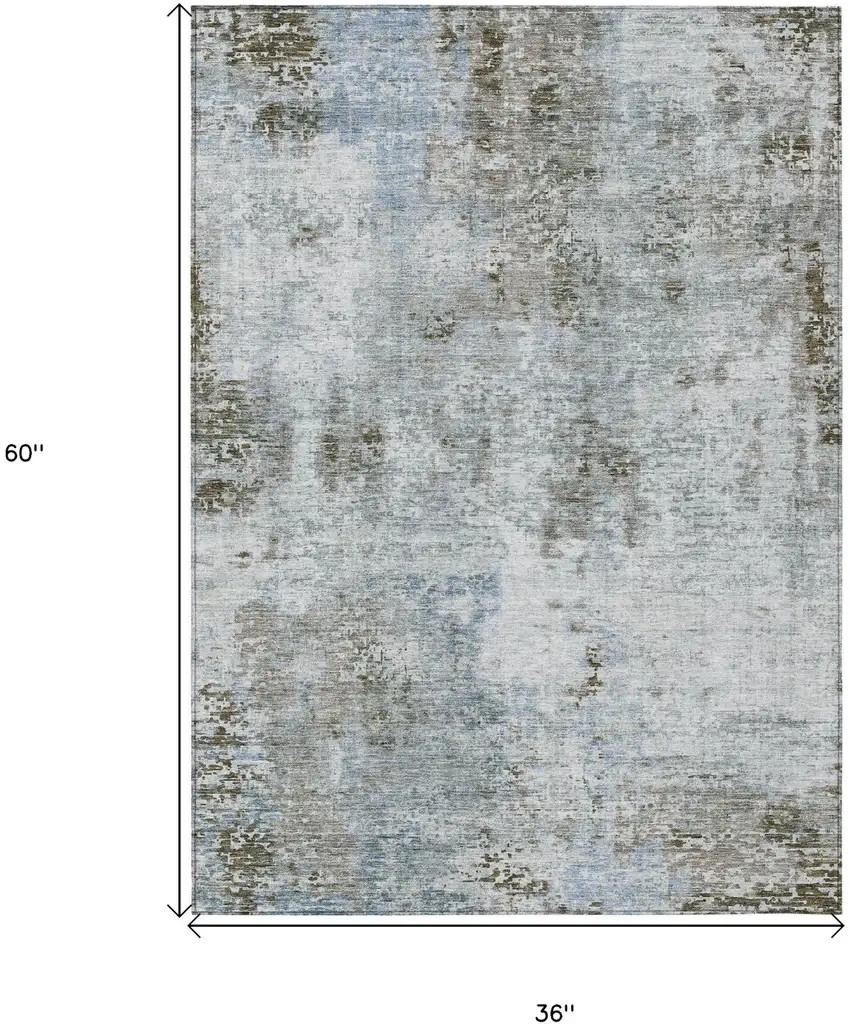 Brown Taupe And Gray Abstract Washable Indoor Outdoor Area Rug Photo 3