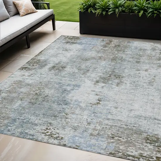 Brown Taupe And Gray Abstract Washable Indoor Outdoor Area Rug Photo 1