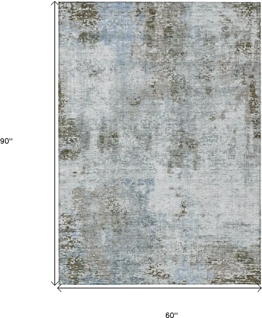 Brown Taupe And Gray Abstract Washable Indoor Outdoor Area Rug Photo 3