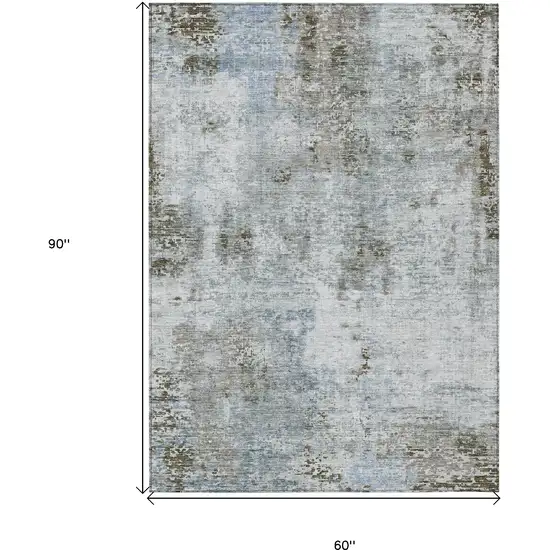 Brown Taupe And Gray Abstract Washable Indoor Outdoor Area Rug Photo 3