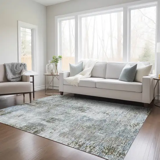 Brown Taupe And Gray Abstract Washable Indoor Outdoor Area Rug Photo 9