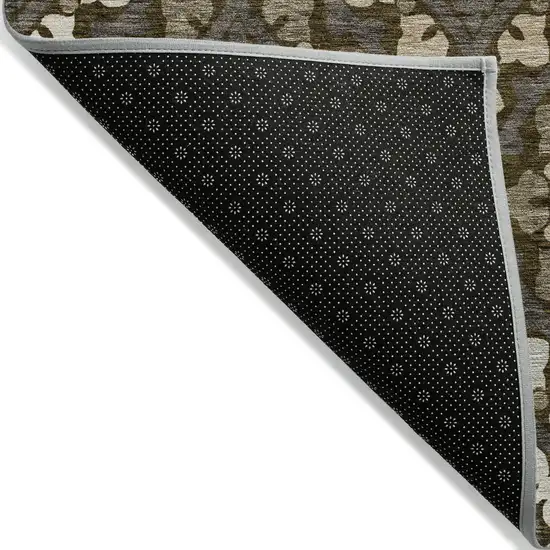Brown Taupe And Gray Floral Washable Indoor Outdoor Area Rug Photo 4