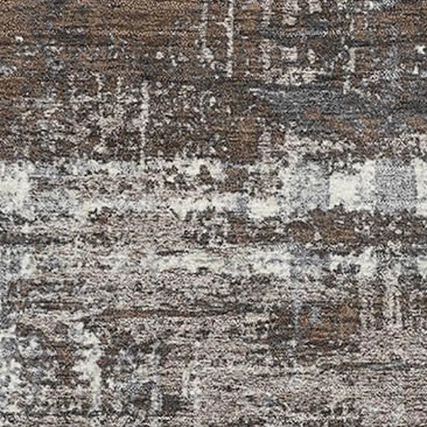 Brown Taupe And Gray Geometric Washable Area Rug With UV Protection Photo 3