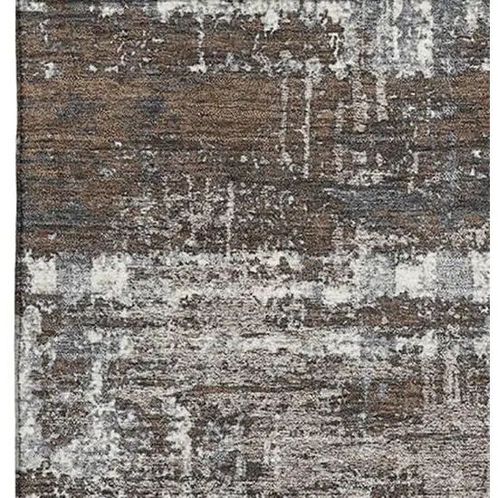 Brown Taupe And Gray Geometric Washable Area Rug With UV Protection Photo 4