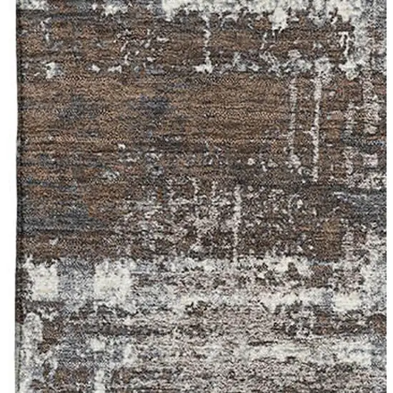 Brown Taupe And Gray Geometric Washable Area Rug With UV Protection Photo 3