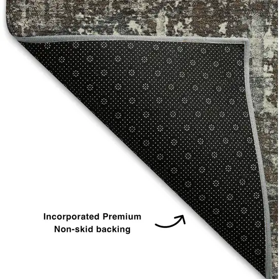 Brown Taupe And Gray Geometric Washable Area Rug With UV Protection Photo 7