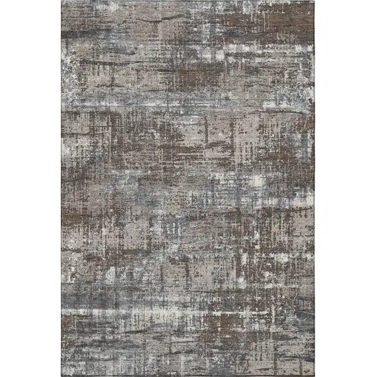Brown Taupe And Gray Geometric Washable Area Rug With UV Protection Photo 3