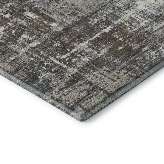 Brown Taupe And Gray Geometric Washable Area Rug With UV Protection Photo 7