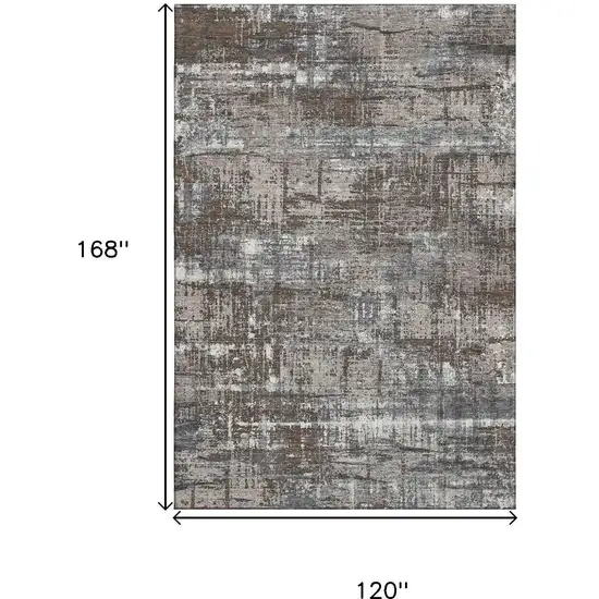 Brown Taupe And Gray Geometric Washable Area Rug With UV Protection Photo 9