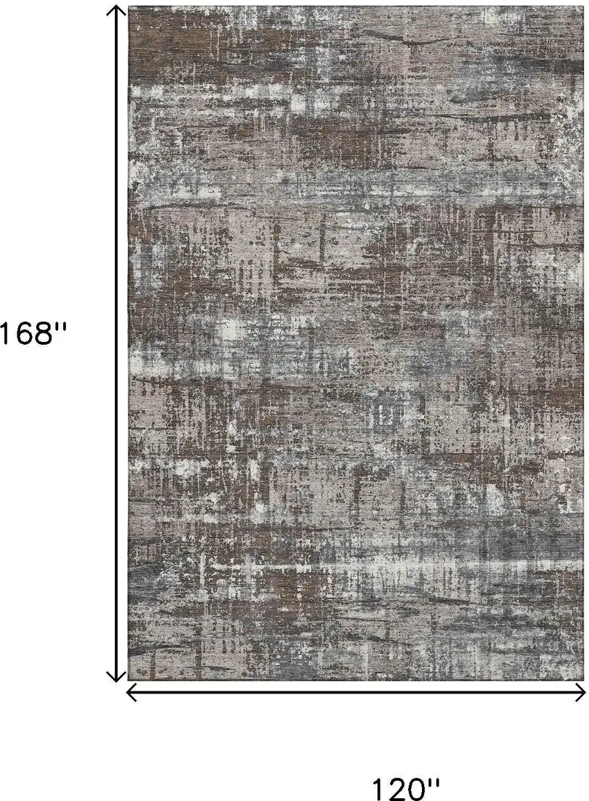 Brown Taupe And Gray Geometric Washable Area Rug With UV Protection Photo 9